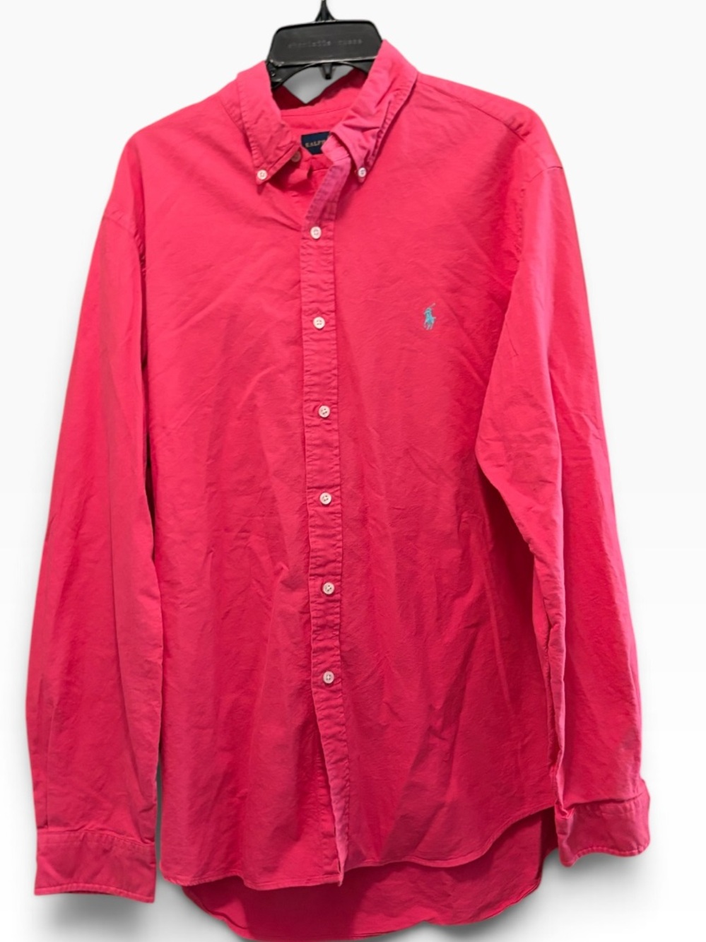 Ralph Lauren Women’s XL Pink Button Down Shirt Turquoise Pony Long Sleeve